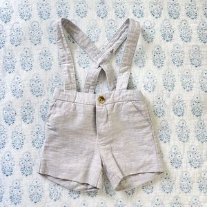 Janie and jack cotton linen suspender shorts